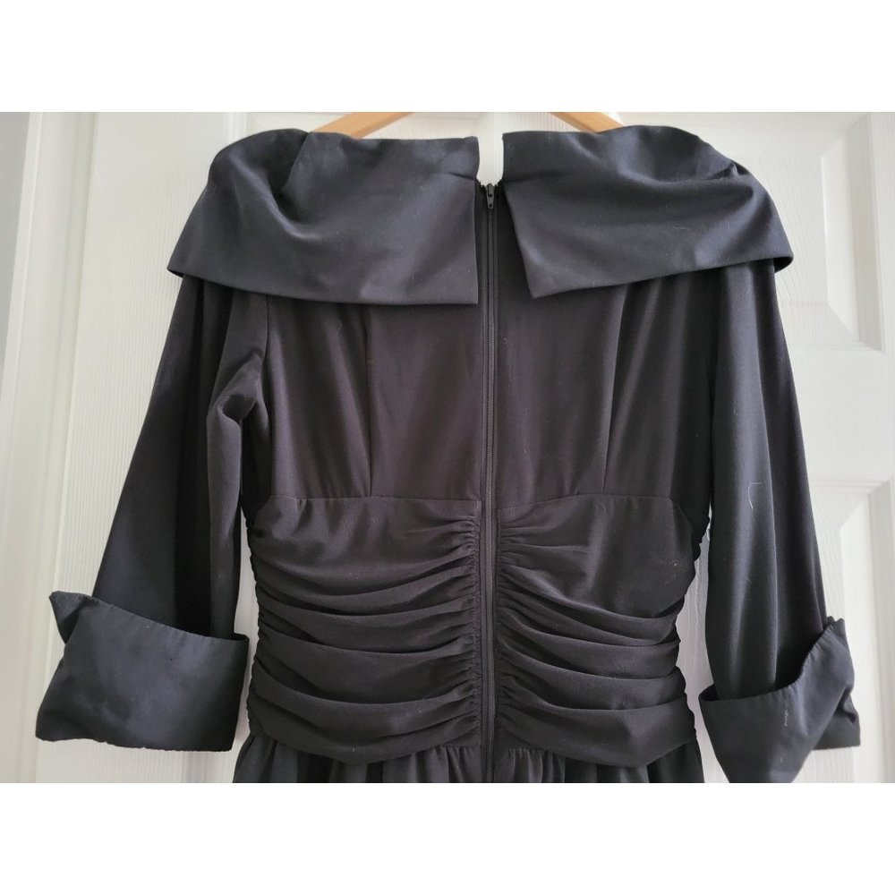 Eliza J Black Cocktail Dress ruched size 8 Retro Event Pin Up - Picture 7 of 9